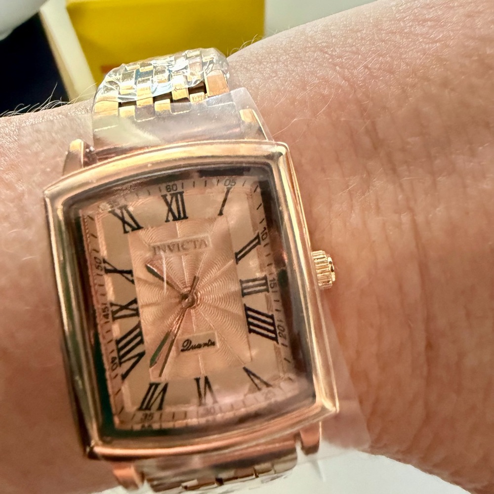 Invicta Rose Gold-Tone Rectangular Bracelet Watch